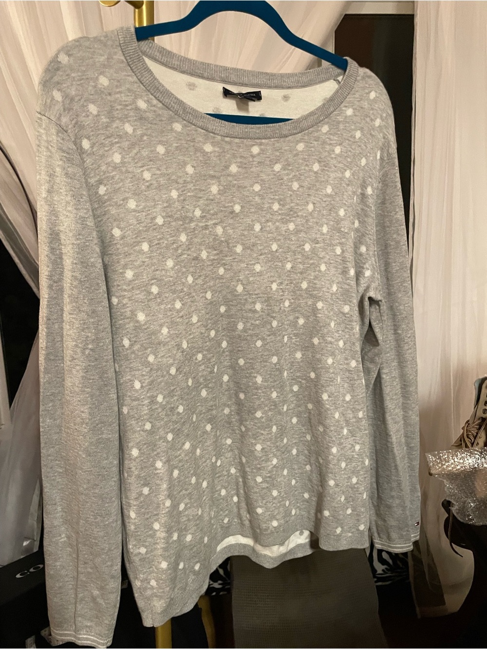 Tommy Hilfiger Light Gray Crewneck Polka Dot Sweatshirt
